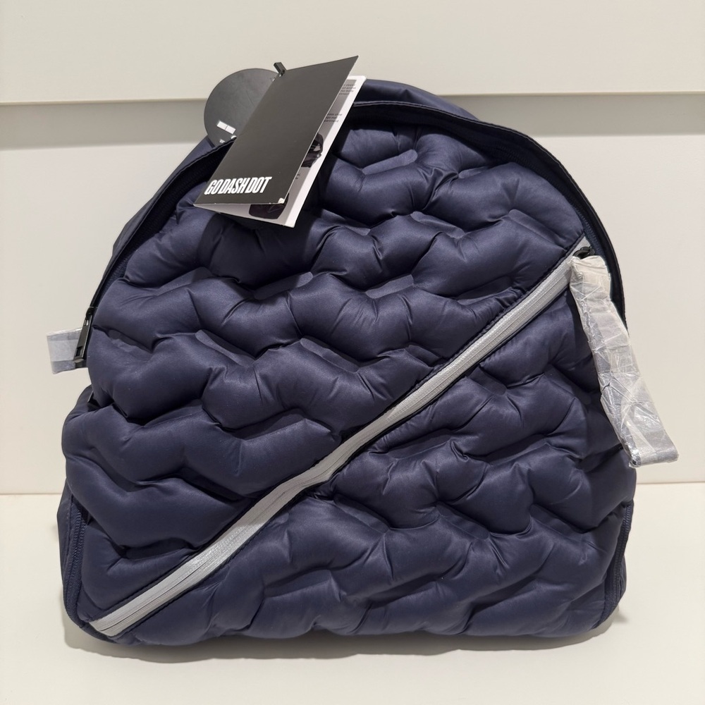 NWT Go Dash Dot Navy Blue Puffy Quilted Backpack Unisex